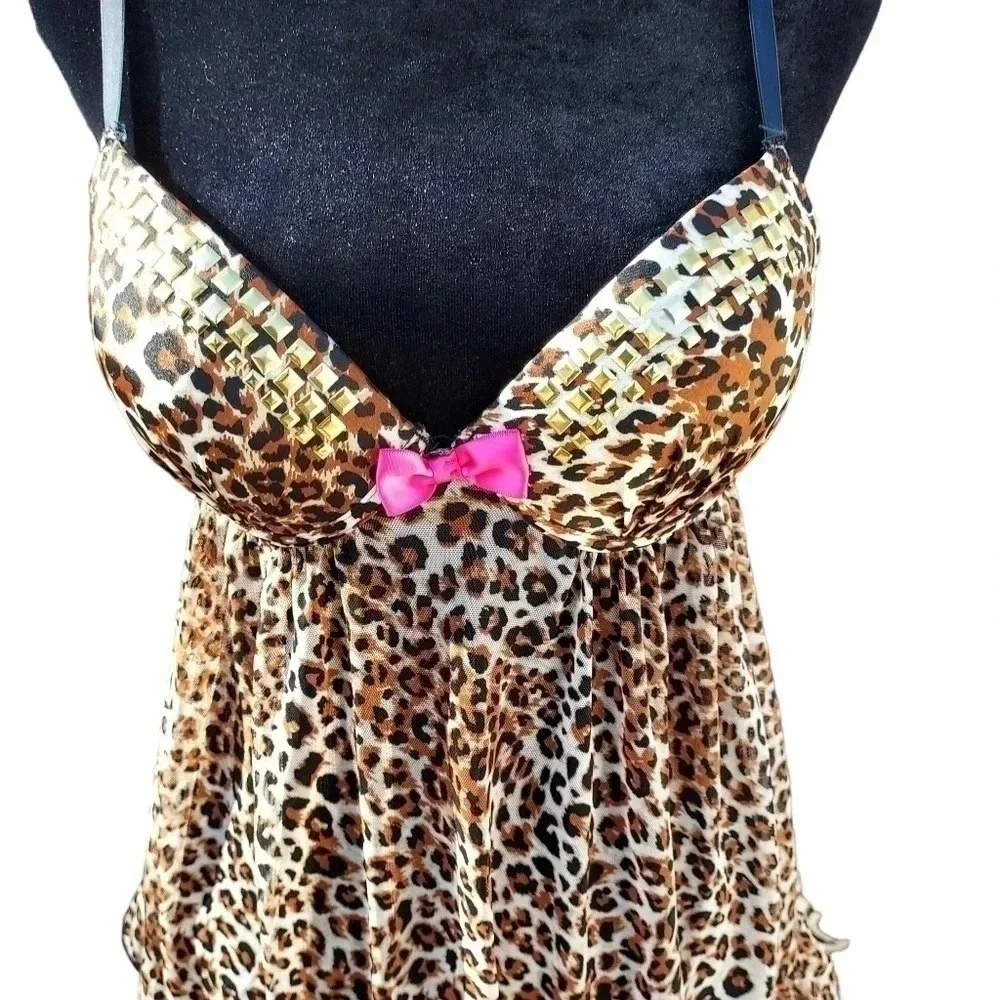 True Desire Womens Leopard Print Lingerie in Medium - Picture 3 of 8